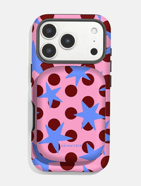 Stars and Spots Pink Burgundy and Blue Portable Magsafe Charger Portable Chargers Skinnydip London