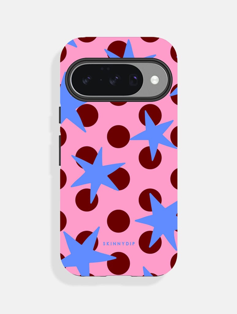 Stars and Spots Pink Burgundy and Blue Ultra Protective Google Pixel Case Phone Cases Skinnydip London