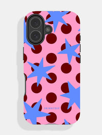 Stars and Spots Pink Burgundy and Blue Ultra Protective iPhone Case Phone Cases Skinnydip London
