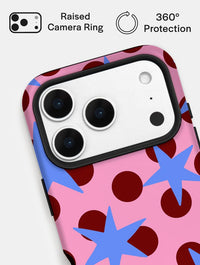 Stars and Spots Pink Burgundy and Blue Ultra Protective iPhone Case Phone Cases Skinnydip London