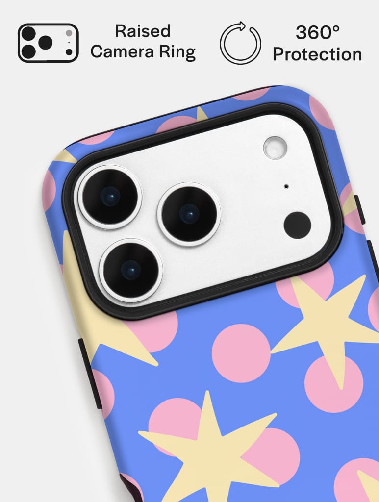 Stars and Spots Pink Yellow and Blue Ultra Protective iPhone Case Phone Cases Skinnydip London