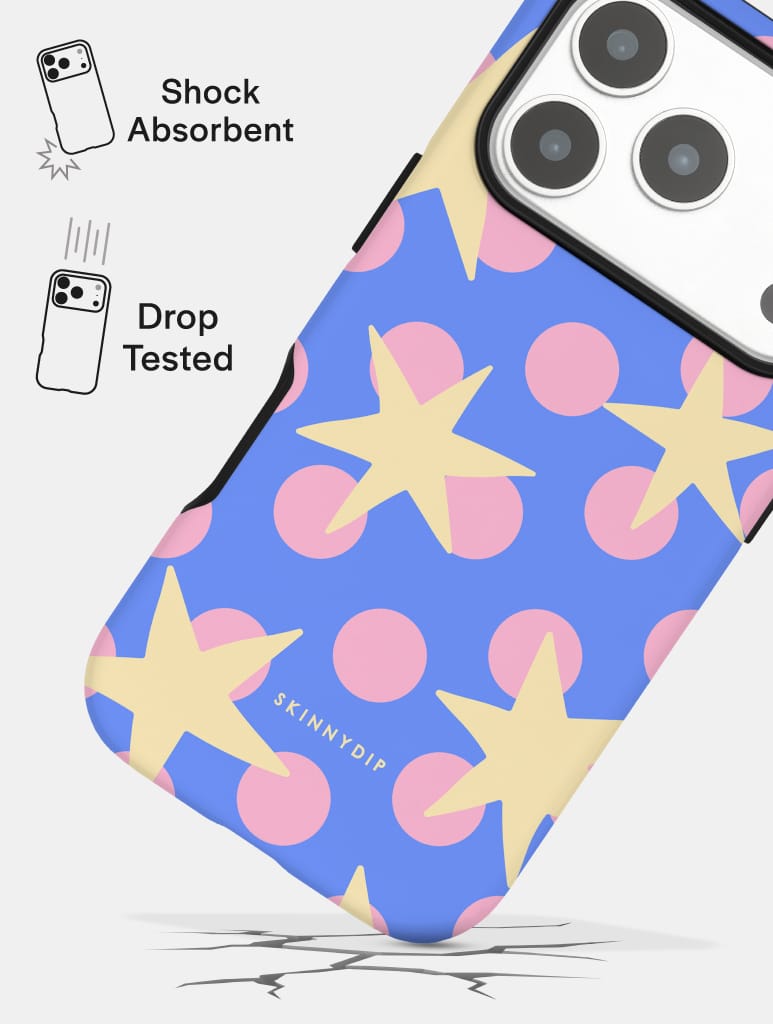 Stars and Spots Pink Yellow and Blue Ultra Protective iPhone Case Phone Cases Skinnydip London