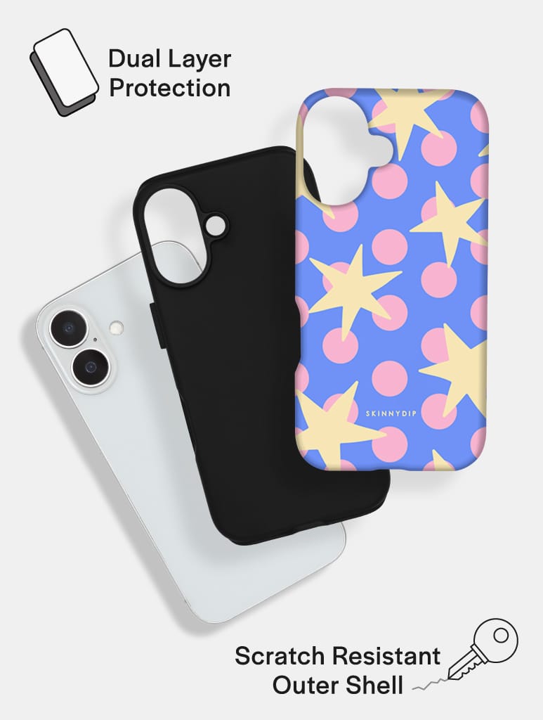 Stars and Spots Pink Yellow and Blue Ultra Protective iPhone Case Phone Cases Skinnydip London