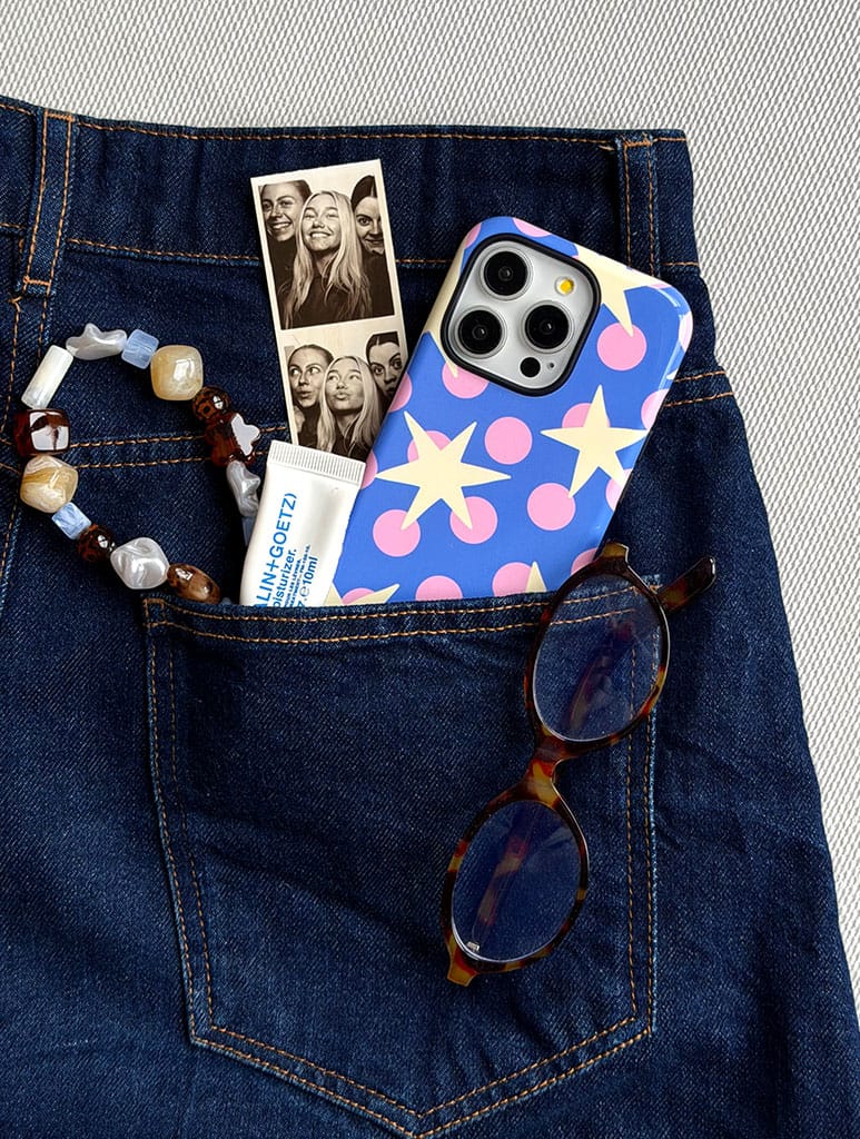 Stars and Spots Pink Yellow and Blue Ultra Protective iPhone Case Phone Cases Skinnydip London