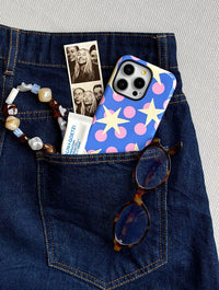 Stars and Spots Pink Yellow and Blue Ultra Protective iPhone Case Phone Cases Skinnydip London