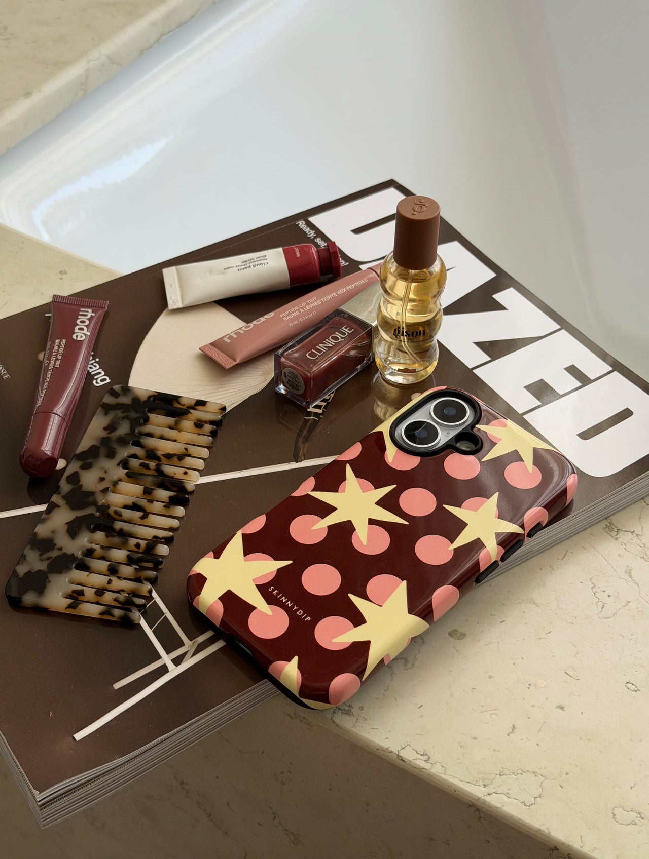 Stars and Spots Pink Yellow And Brown Ultra Protective iPhone Case Phone Cases Skinnydip London