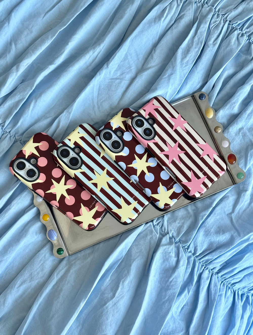 Stars and Stripes Blue Brown and Yellow Ultra Protective iPhone Case Phone Cases Skinnydip London