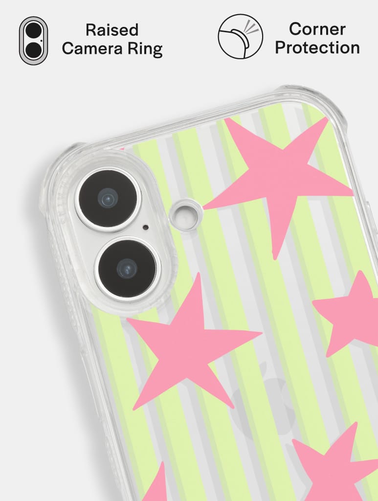 Stars And Stripes Matcha And Pink Shock iPhone Case Phone Cases Skinnydip London