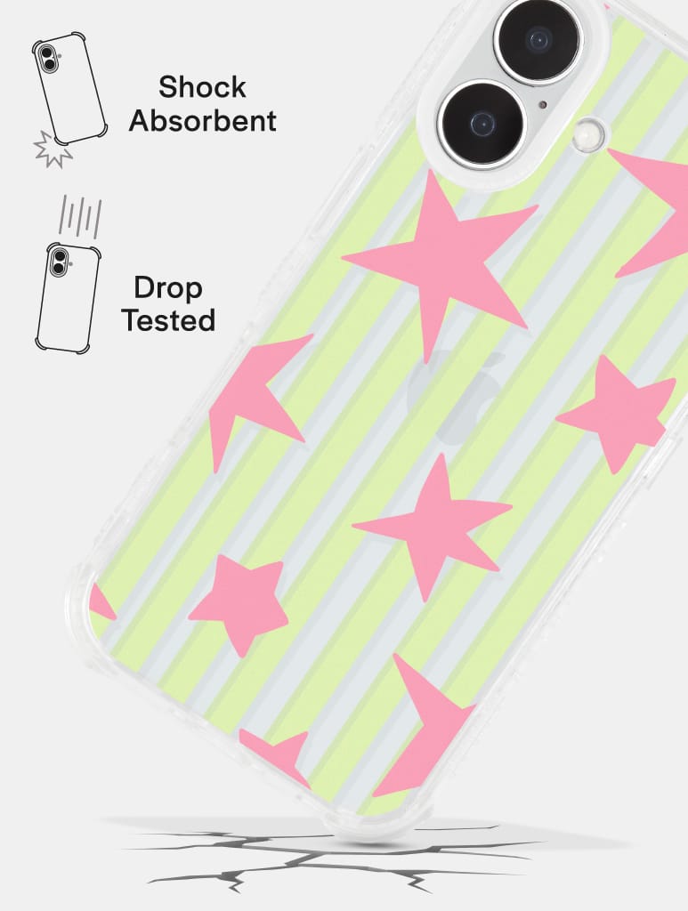 Stars And Stripes Matcha And Pink Shock iPhone Case Phone Cases Skinnydip London