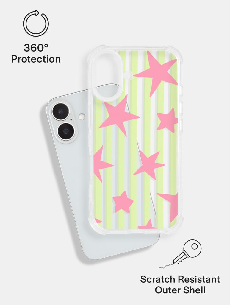 Stars And Stripes Matcha And Pink Shock iPhone Case Phone Cases Skinnydip London