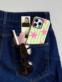 Stars and Stripes Matcha and Pink Ultra Protective iPhone Case Phone Cases Skinnydip London