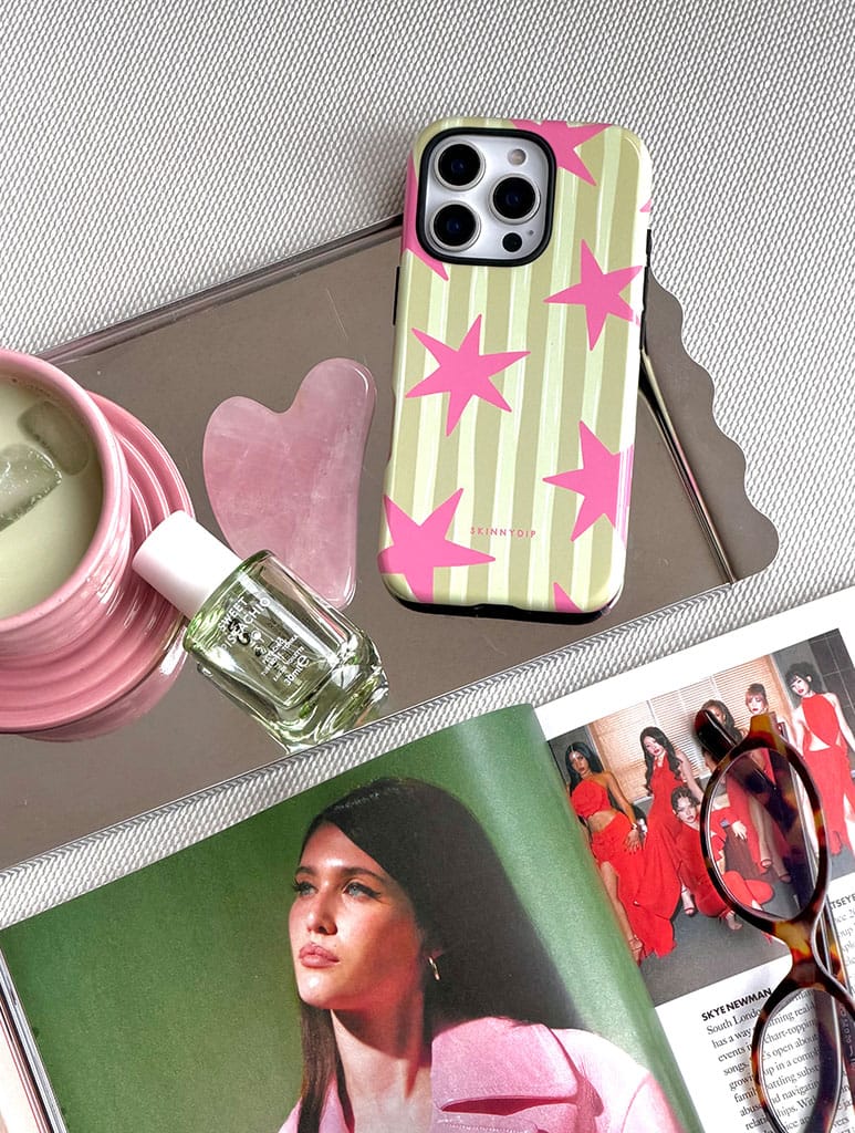 Stars and Stripes Matcha and Pink Ultra Protective iPhone Case Phone Cases Skinnydip London