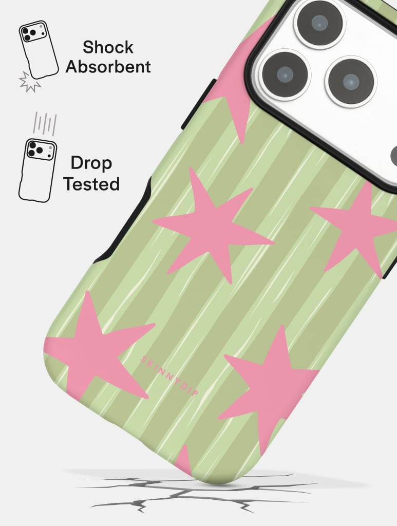 Stars and Stripes Matcha and Pink Ultra Protective iPhone Case Phone Cases Skinnydip London