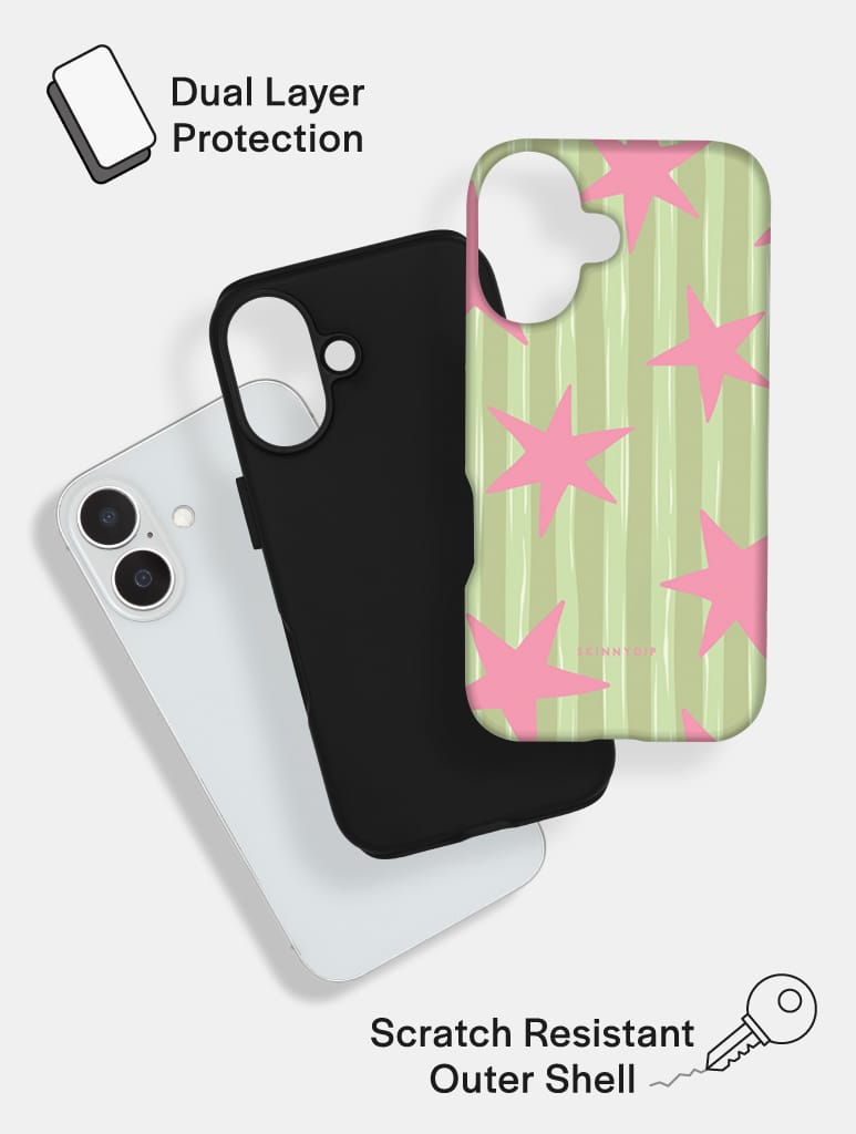 Stars and Stripes Matcha and Pink Ultra Protective iPhone Case Phone Cases Skinnydip London