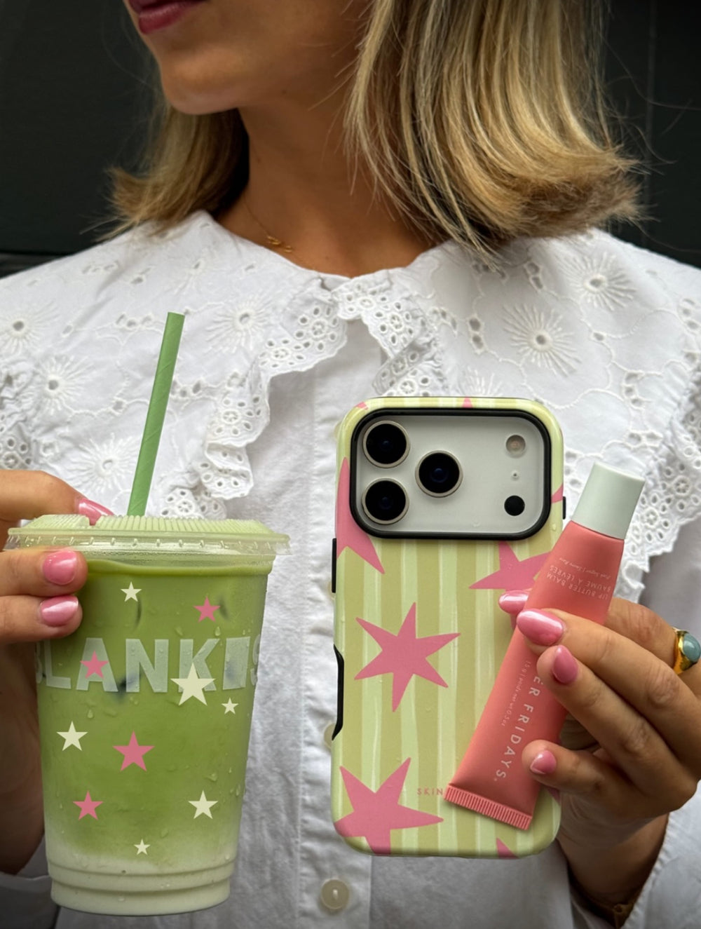 Stars and Stripes Matcha and Pink Ultra Protective iPhone Case Phone Cases Skinnydip London