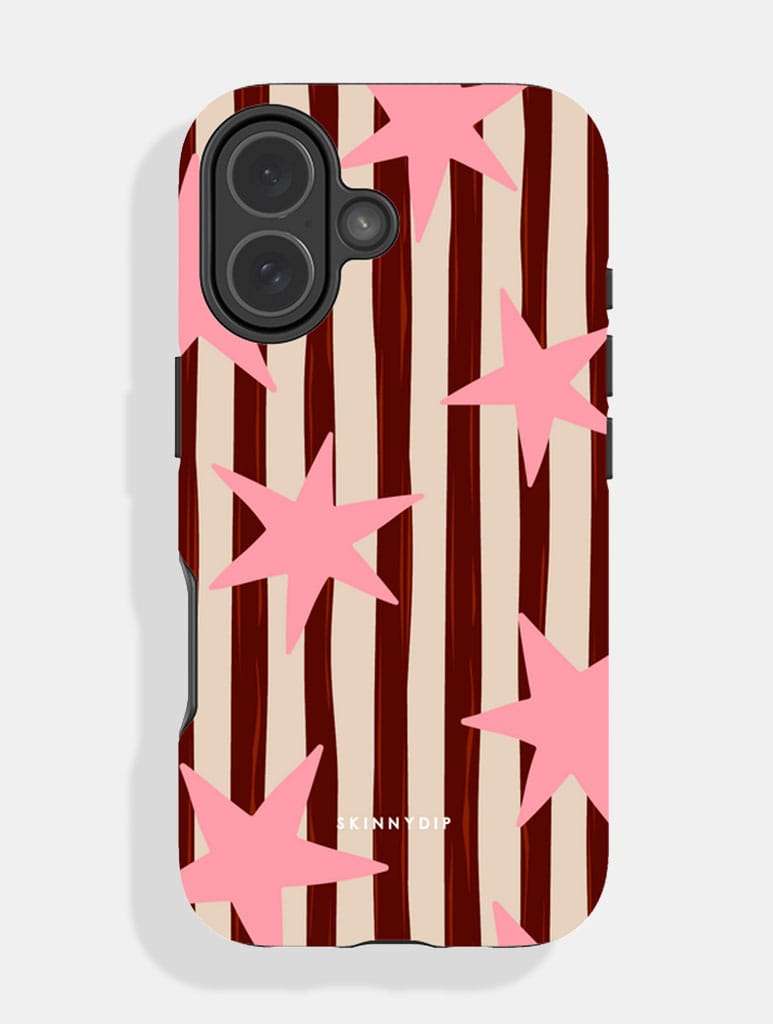 Stars and Stripes Pink And Brown Ultra Protective iPhone Case Phone Cases Skinnydip London
