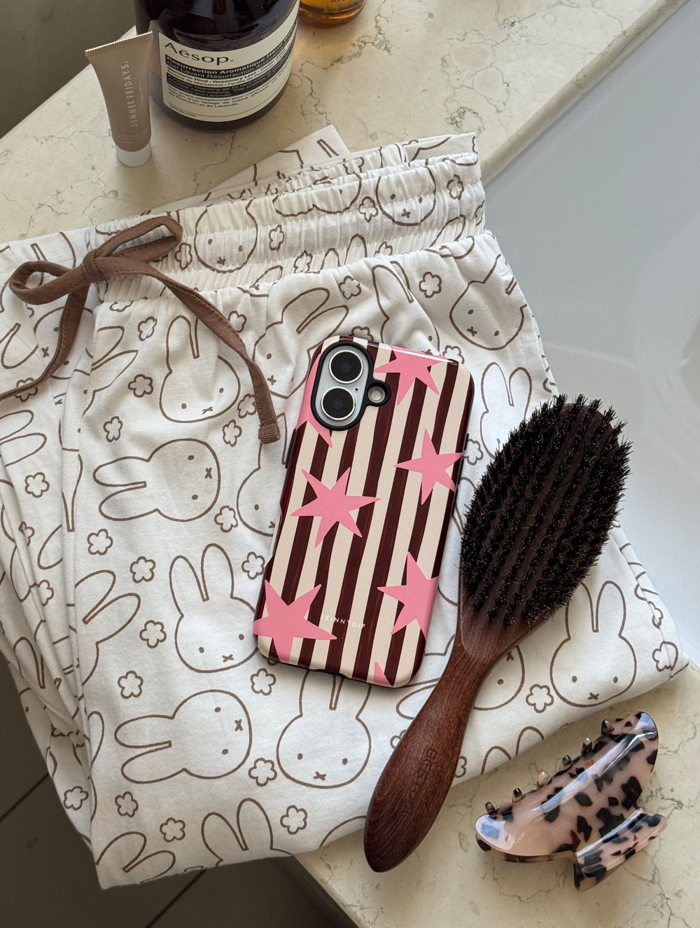 Stars and Stripes Pink And Brown Ultra Protective iPhone Case Phone Cases Skinnydip London
