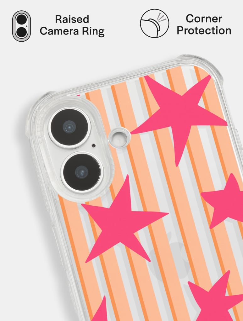 Stars And Stripes Pink And Orange Shock iPhone Case Phone Cases Skinnydip London