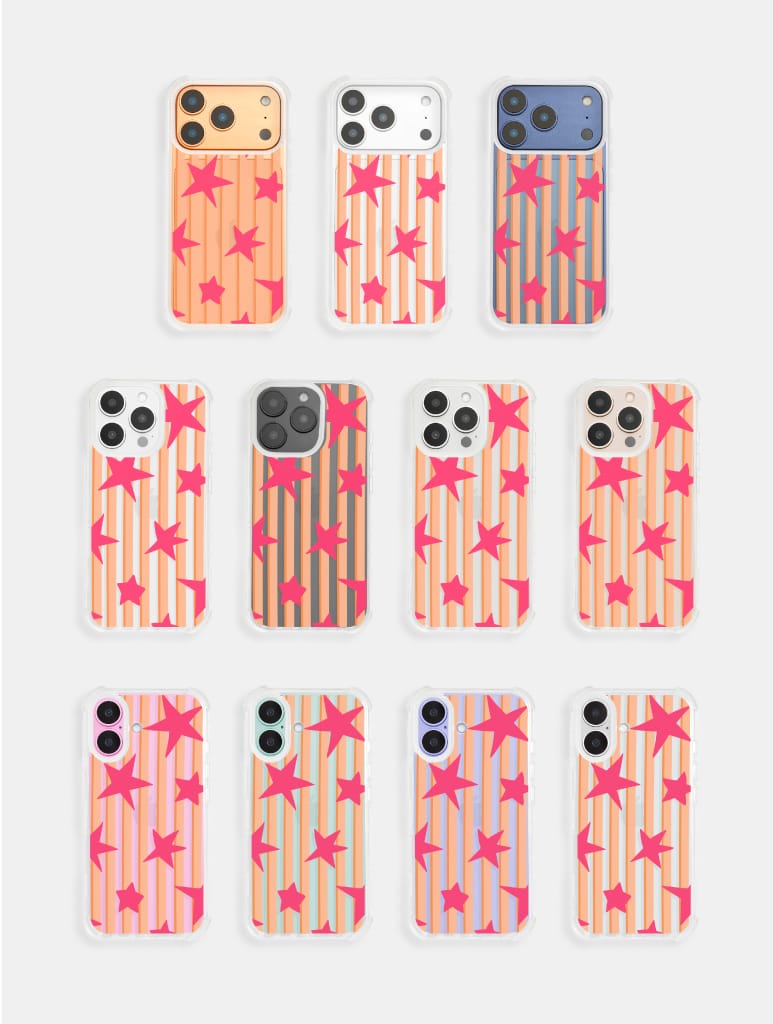 Stars And Stripes Pink And Orange Shock iPhone Case Phone Cases Skinnydip London