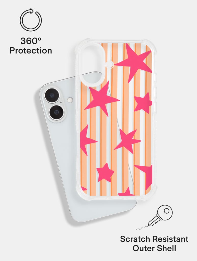 Stars And Stripes Pink And Orange Shock iPhone Case Phone Cases Skinnydip London