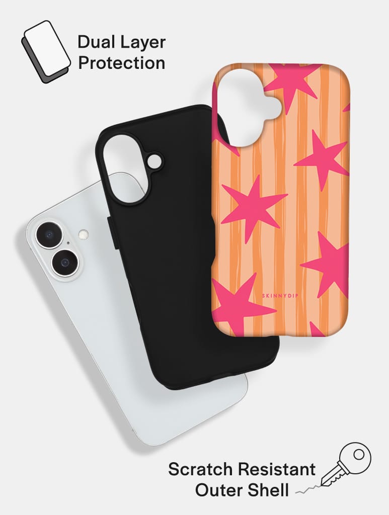 Stars and Stripes Pink and Orange Ultra Protective iPhone Case Phone Cases Skinnydip London