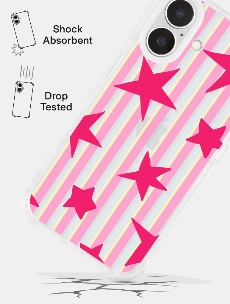 Stars And Stripes Pink Red And Yellow Shock iPhone Case Phone Cases Skinnydip London