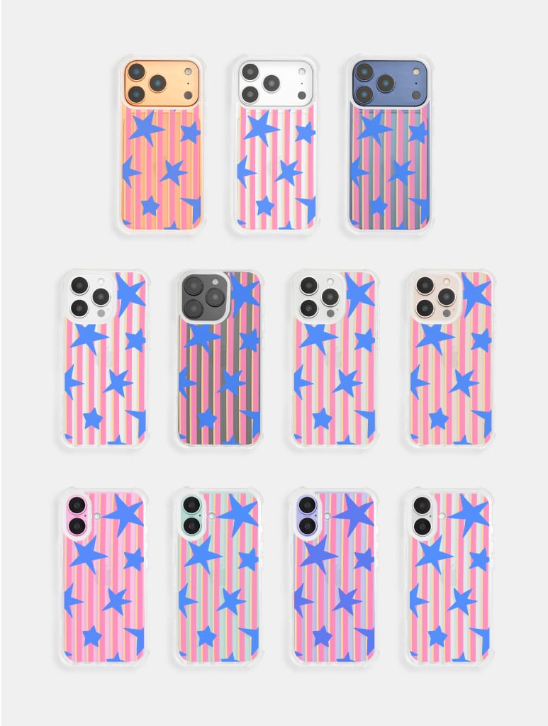 Stars And Stripes Pink Yellow And Blue Shock iPhone Case Phone Cases Skinnydip London