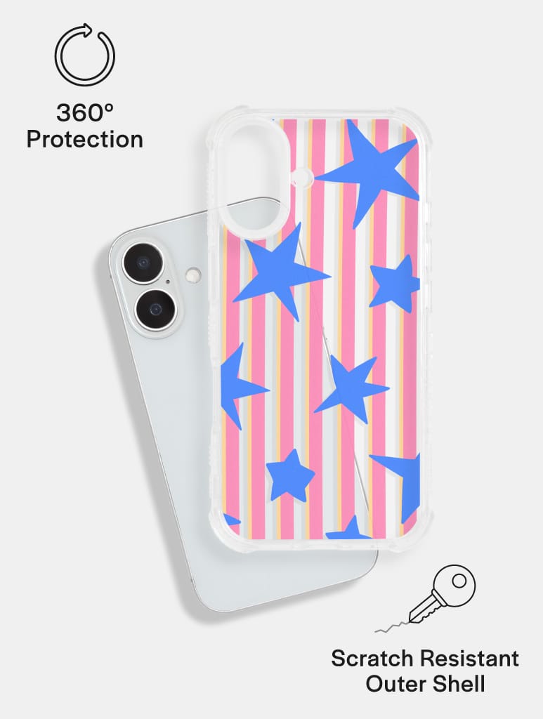 Stars And Stripes Pink Yellow And Blue Shock iPhone Case Phone Cases Skinnydip London
