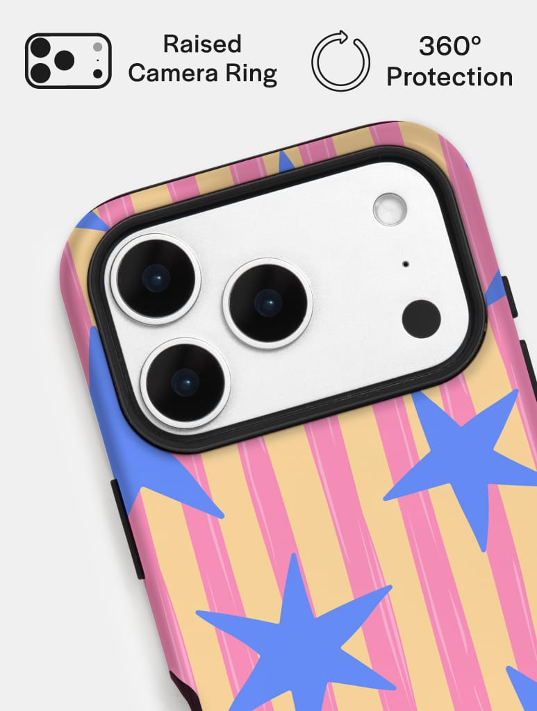 Stars and Stripes Pink Yellow and Blue Ultra Protective iPhone Case Phone Cases Skinnydip London