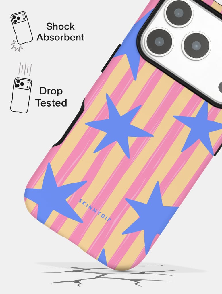 Stars and Stripes Pink Yellow and Blue Ultra Protective iPhone Case Phone Cases Skinnydip London