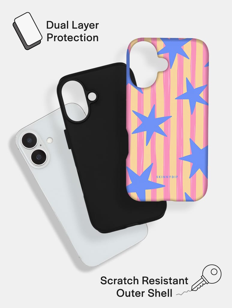 Stars and Stripes Pink Yellow and Blue Ultra Protective iPhone Case Phone Cases Skinnydip London