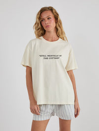 Still Mentally At The Cottage T-Shirt In White Tops & T-Shirts Skinnydip London