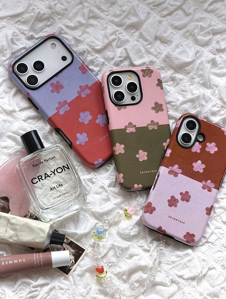 Strawberry and Matcha Two-Tone Flower Ultra Protective iPhone Case Phone Cases Skinnydip London