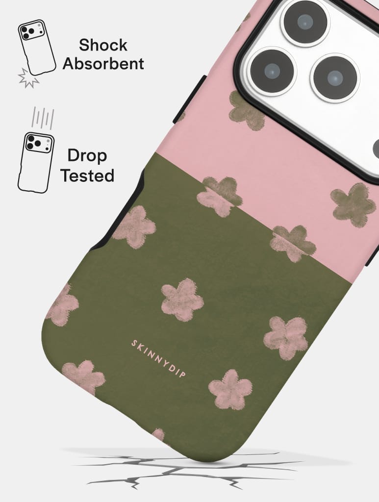 Strawberry and Matcha Two-Tone Flower Ultra Protective iPhone Case Phone Cases Skinnydip London