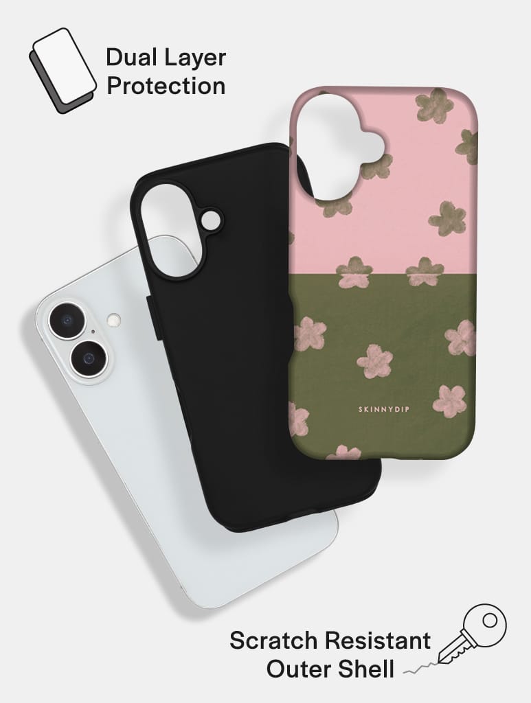 Strawberry and Matcha Two-Tone Flower Ultra Protective iPhone Case Phone Cases Skinnydip London