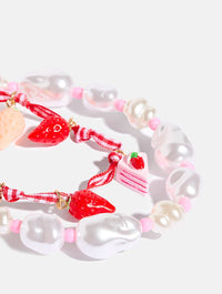Strawberry Gingham Pearl Beaded Phone Charm Phone Grips Skinnydip London
