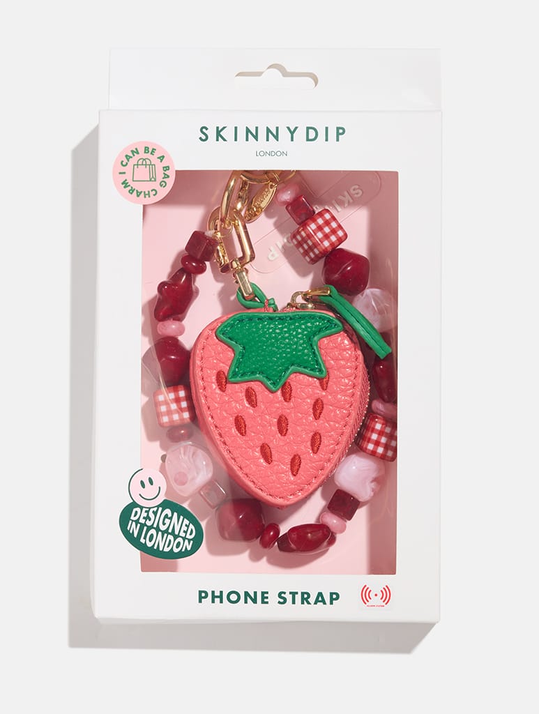Strawberry Purse Charm Beaded Strap Phone Grips Skinnydip London