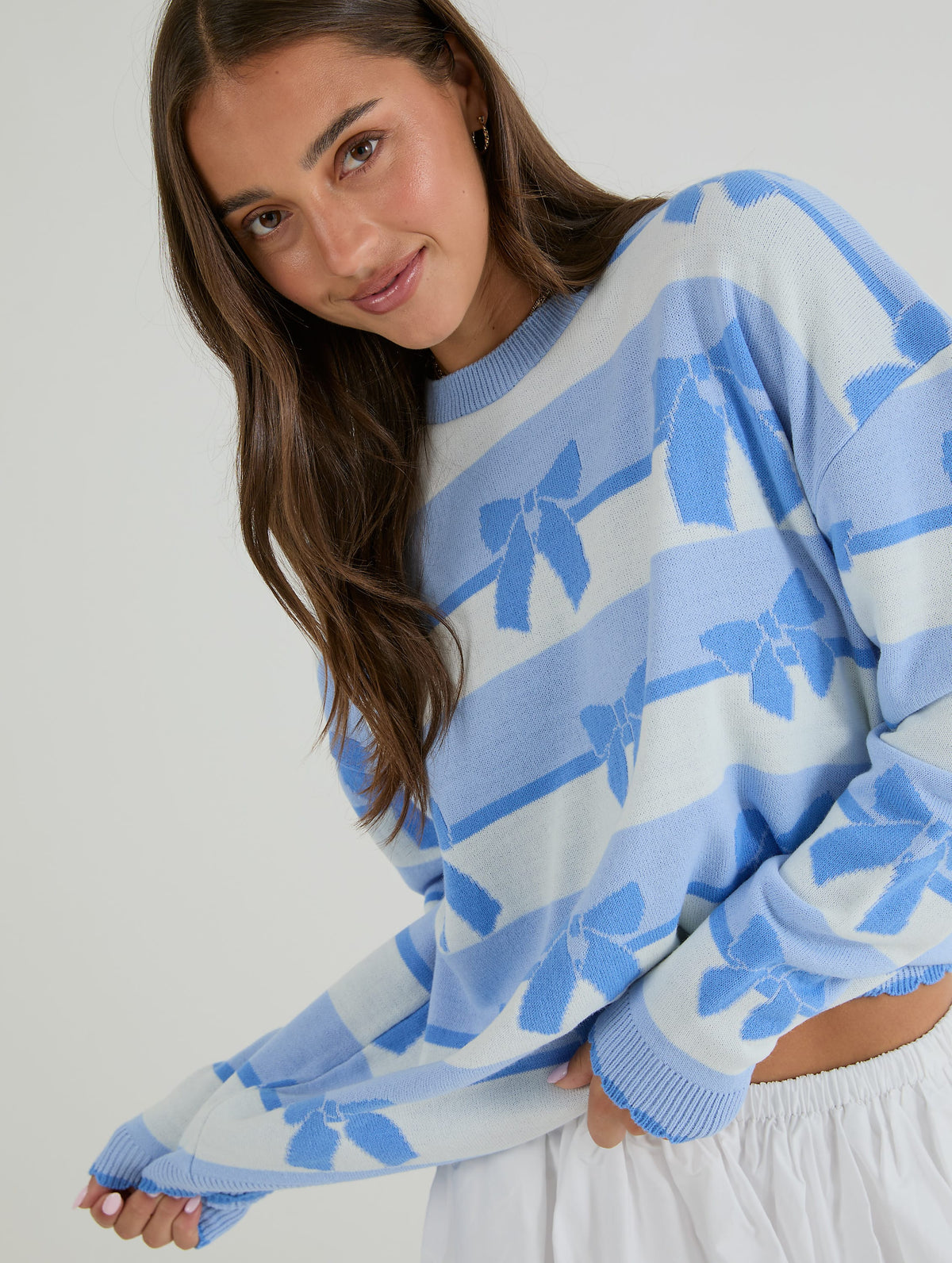 Stripe Bow Knitted Jumper Jumpers & Cardigans Skinnydip London