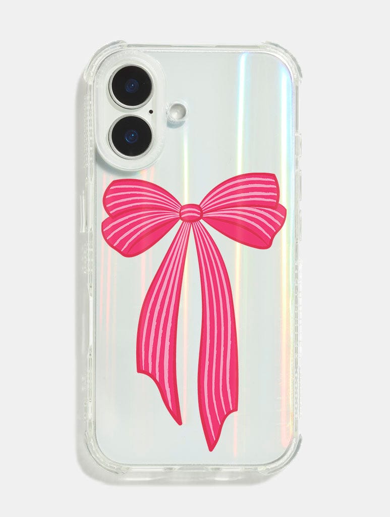 Striped Christmas Single Bow Shock iPhone Case Phone Cases Skinnydip London