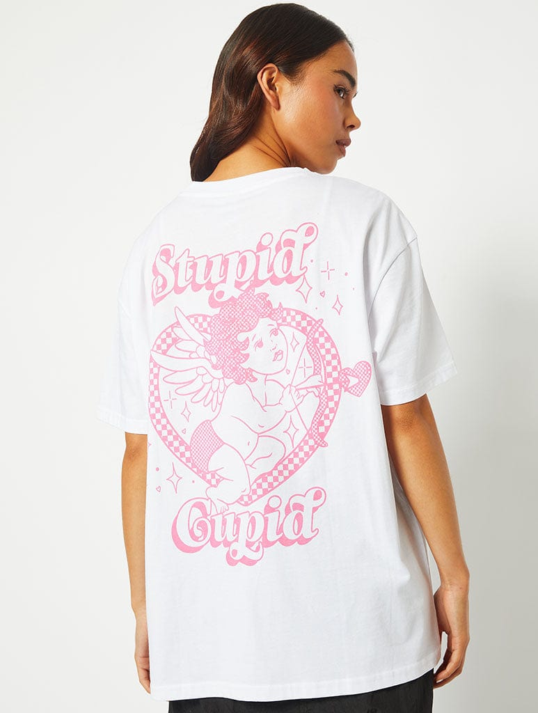 Stupid Cupid White Oversized T-Shirt Tops & T-Shirts Skinnydip London