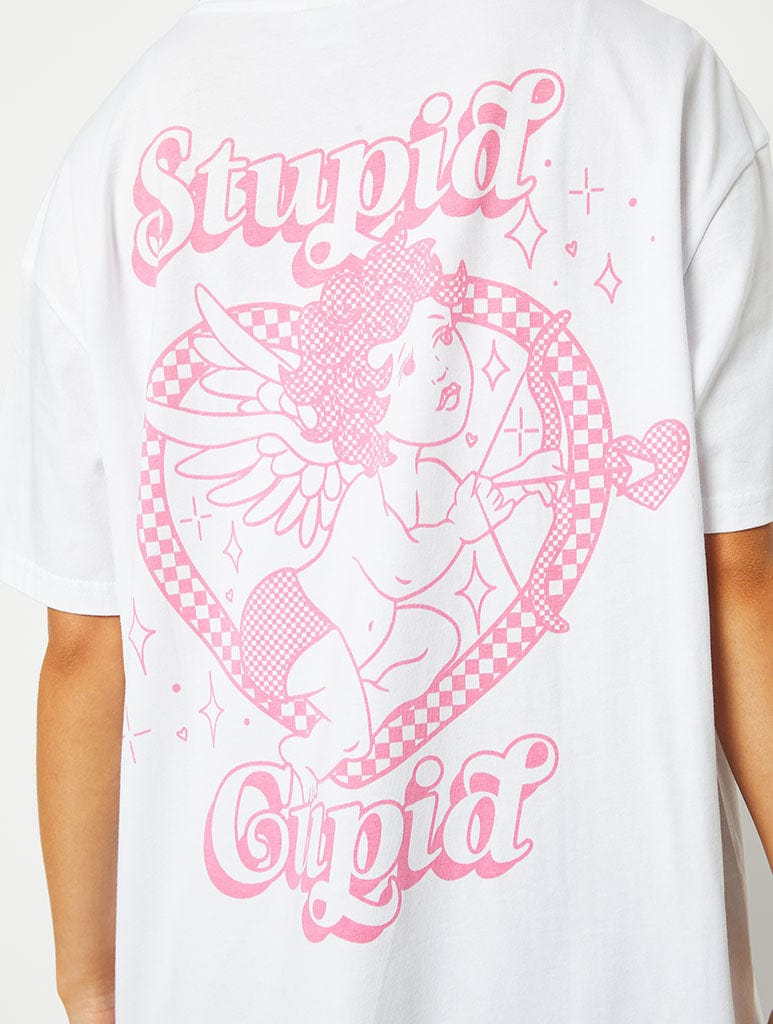 Stupid Cupid White Oversized T-Shirt Tops & T-Shirts Skinnydip London