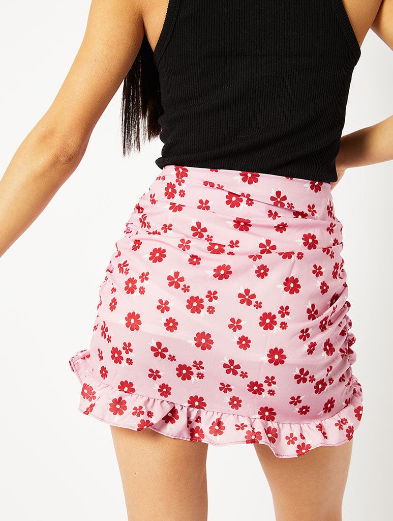 Summer Blossom Ruched Mini Skirt Bottoms Skinnydip London