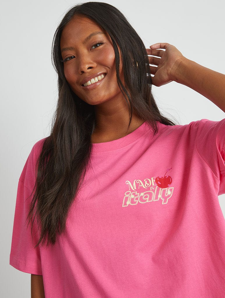 トップス INDEPENDENT Print Tee Summer Spritz T-Shirt | Pink T-Shirts | Skinnydip London