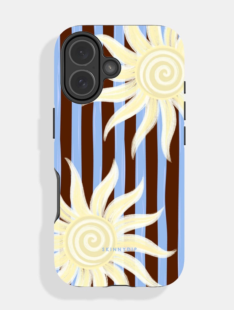 Sunshine Stripe Blue and Brown Ultra Protective iPhone Case Phone Cases Skinnydip London