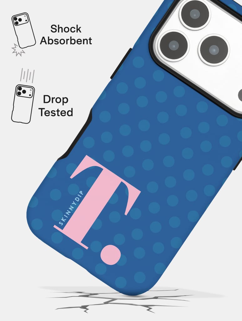 'T' Initial Patterned Navy Ultra Protective iPhone Case Phone Cases Skinnydip London