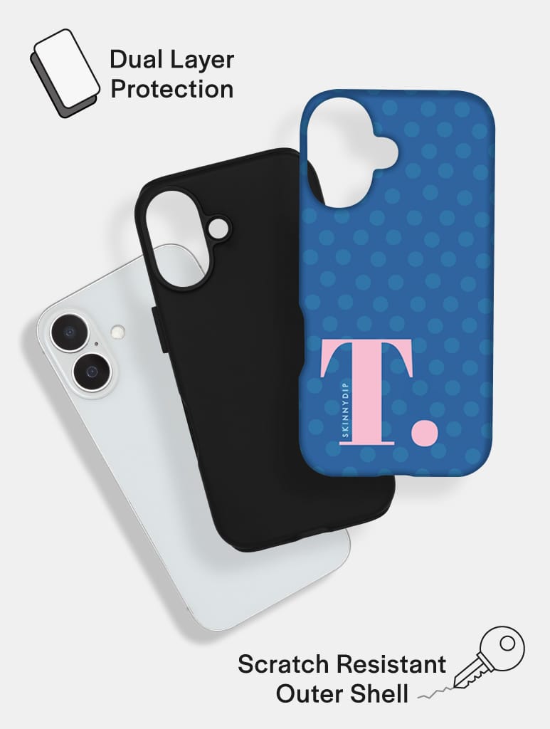 'T' Initial Patterned Navy Ultra Protective iPhone Case Phone Cases Skinnydip London