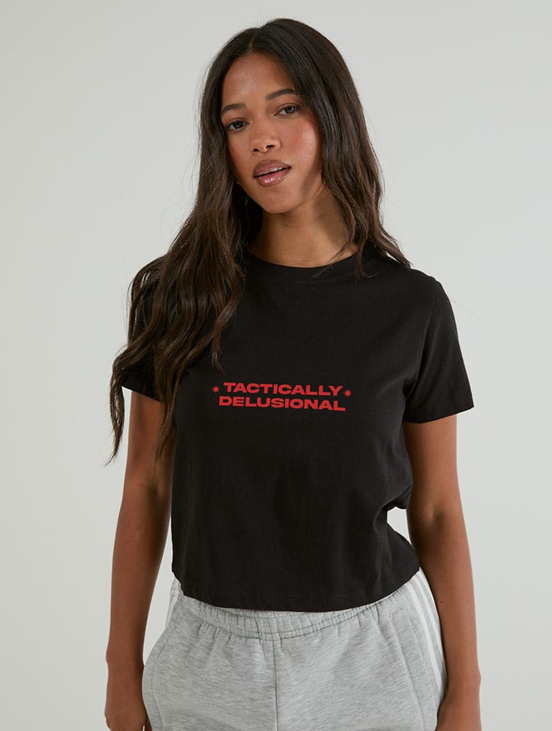 Tactically Delusional Baby T-Shirt In Black Tops & T-Shirts Skinnydip London