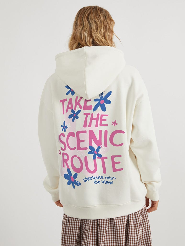 Take The Scenic Route Hoodie In White Hoodies & Sweatshirts Skinnydip London