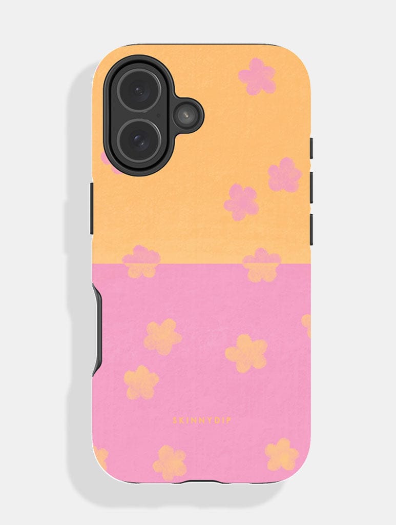 Tangerine and Bubblegum Two-Tone Flower Ultra Protective iPhone Case Phone Cases Skinnydip London