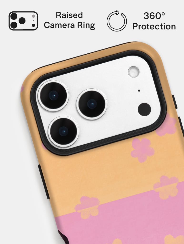 Tangerine and Bubblegum Two-Tone Flower Ultra Protective iPhone Case Phone Cases Skinnydip London